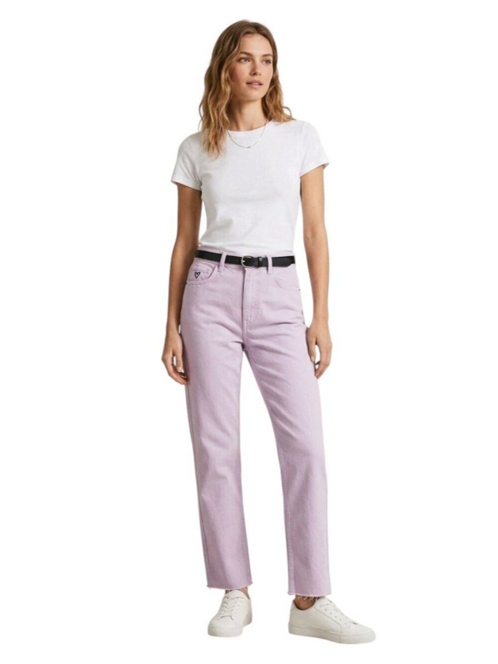 Desigual Women's High Waist Straight Leg Jeans Purple Heart Raw Hem Sz 2 36 NWT